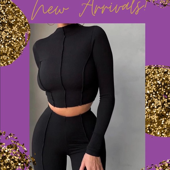 Hot new women’s knit ribbed long sleeve matching set - Picture 3 of 5